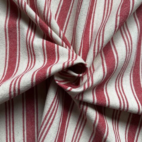 Tissu Coton d'ameublement Eugene Rayures Rouge