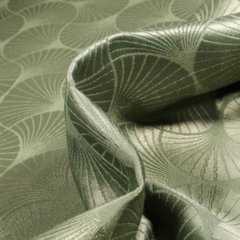 Tissu Jacquard satiné Freda sur fond Vert kaki