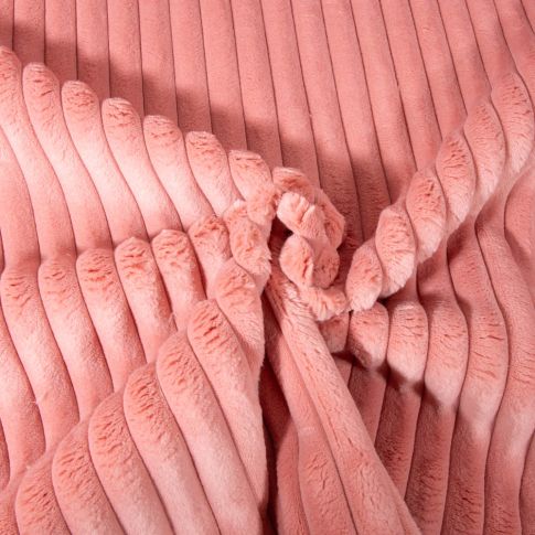 Tissu Minky côtelé d'ameublement 10 mm uni Bois de rose