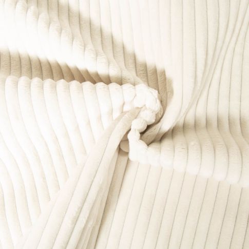 Tissu Minky côtelé d'ameublement 10 mm uni Ecru
