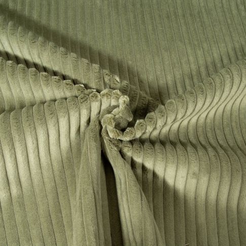 Tissu Minky côtelé d'ameublement 10 mm uni Vert kaki