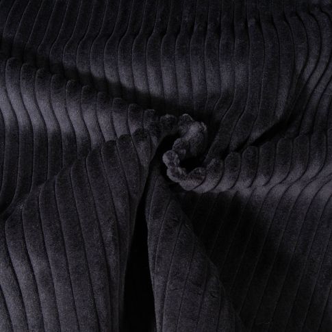Tissu Minky côtelé d'ameublement 10 mm uni Noir