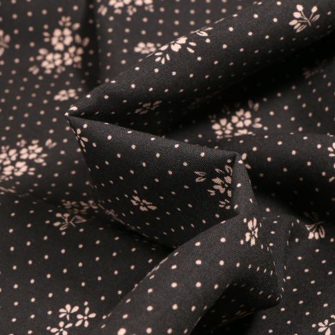 Tissu Viscose Arty Gabrielle sur fond Noir