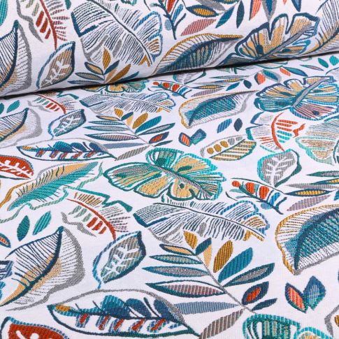 Tissu Jacquard Grenadine sur fond Blanc