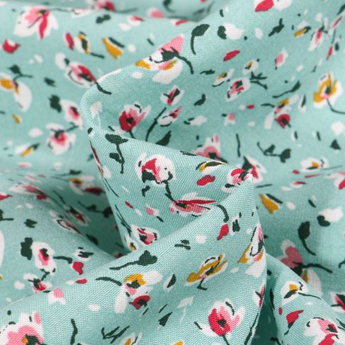 Tissu Viscose Arty Greta sur fond Bleu céladon