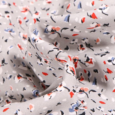 Tissu Viscose Arty Greta sur fond Gris clair
