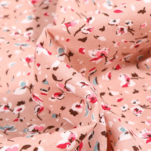Tissu Viscose Arty Greta sur fond Rose pâle