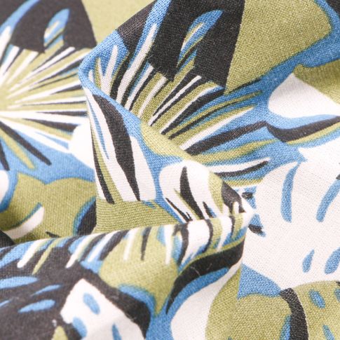 Tissu Coton imprimé Arty Gwada sur fond Bleu