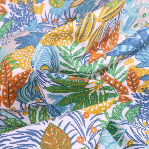 Tissu Coton imprimé Arty Hesperides sur fond Blanc
