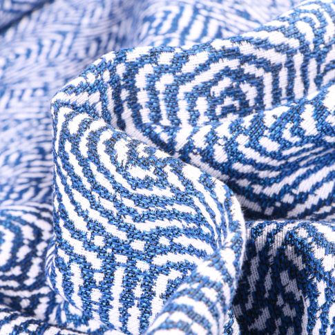 Tissu Jacquard Hexagone sur fond Bleu
