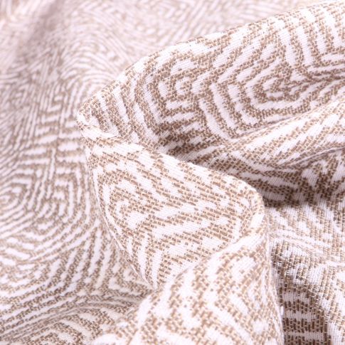 Tissu Jacquard Hexagone sur fond Beige sable