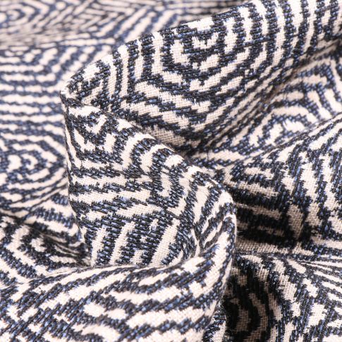 Tissu Jacquard Hexagone sur fond Bleu marine