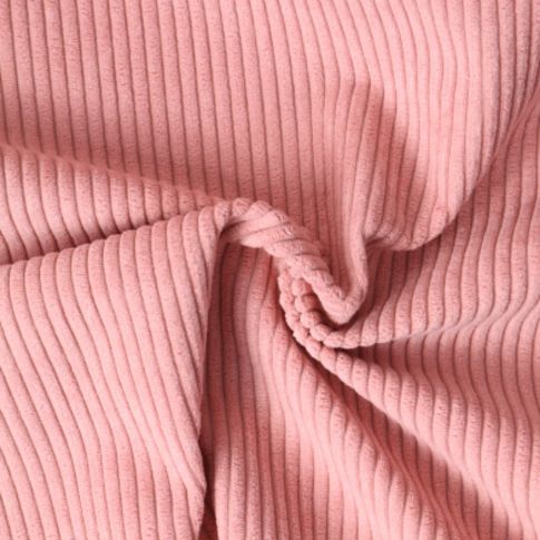 Tissu Velours d'ameublement côtelé Emy uni Rose