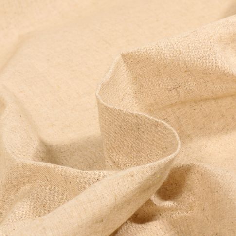 Tissu Coton uni effet tissé sur fond Naturel
