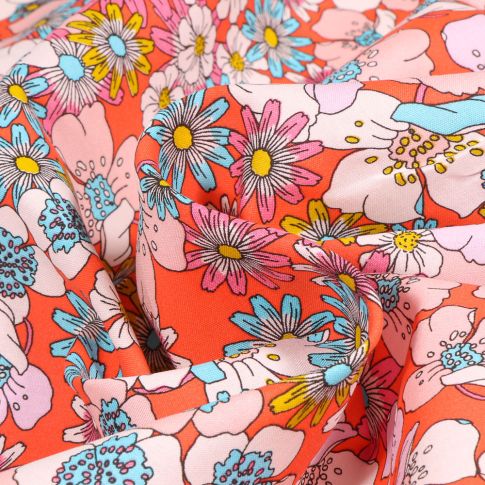 Tissu Viscose Arty Amber sur fond Orange