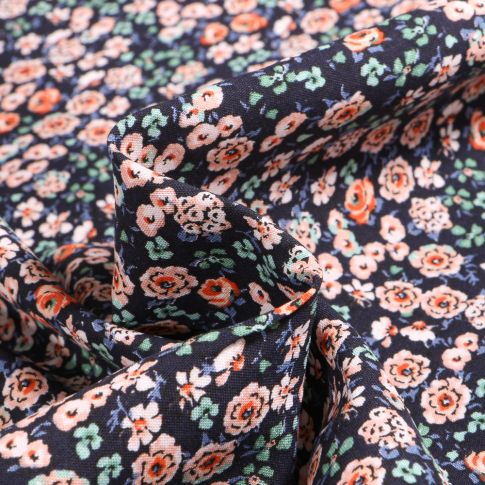 Tissu Viscose Arty Julia sur fond Bleu marine