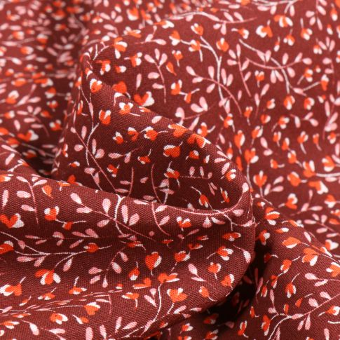 Tissu Viscose Arty Kristin sur fond Bordeaux