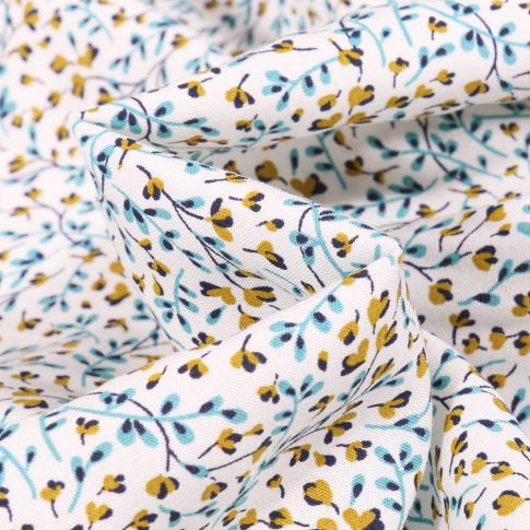Tissu Viscose Arty Kristin sur fond Blanc