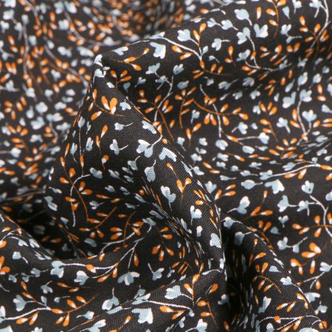 Tissu Viscose Arty Kristin sur fond Noir