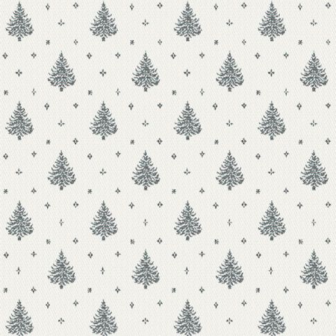 Tissu Jacquard d'ameublement Sapin de noël de noël sur fond Blanc cassé