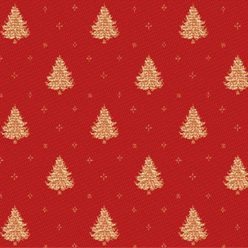 Tissu Jacquard d'ameublement Sapin de noël de noël sur fond Rouge