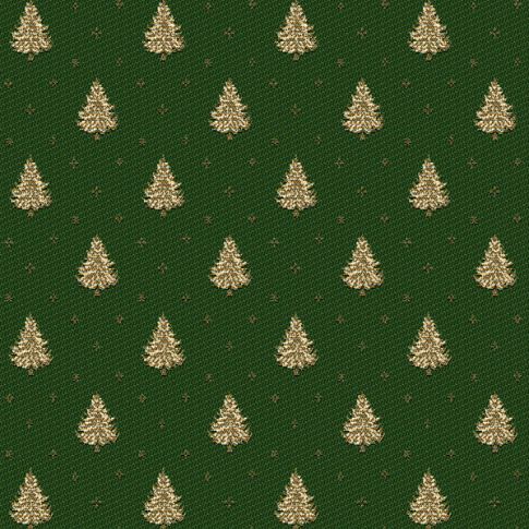 Tissu Jacquard d'ameublement Sapin de noël de noël sur fond Vert