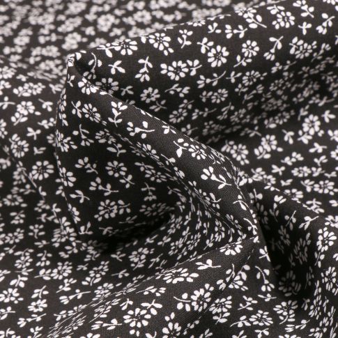 Tissu Viscose Arty Lison sur fond Noir