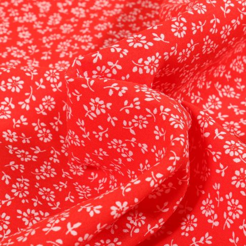 Tissu Viscose Arty Lison sur fond Rouge