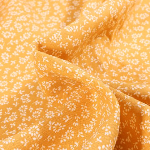 Tissu Viscose Arty Lison sur fond Jaune