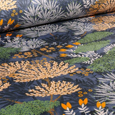 Tissu Velours ras épais tout doux Louxor sur fond Bleu
