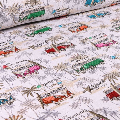 Tissu Jacquard Combi Volkswagen Malibu sur fond Blanc