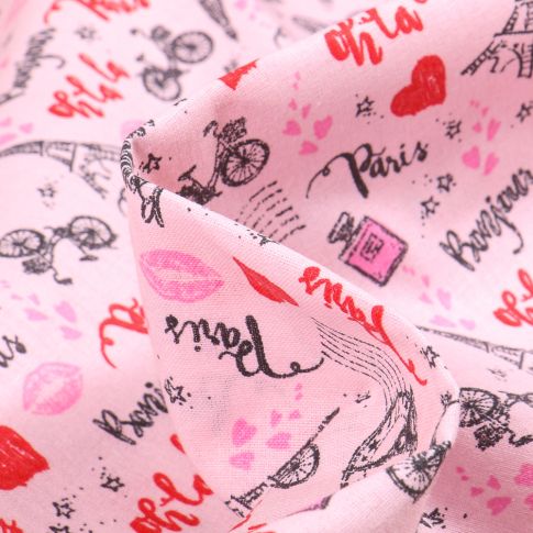 Tissu Coton imprimé Arty Le Marais sur fond Rose