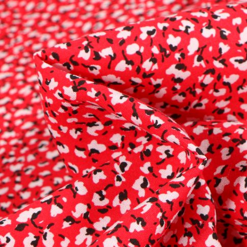 Tissu Viscose Arty Marion sur fond Rouge