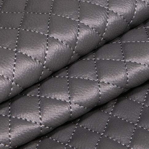 Tissu Simili cuir matelassé uni Chelsy Gris ardoise