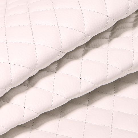 Tissu Simili cuir matelassé uni Chelsy Blanc