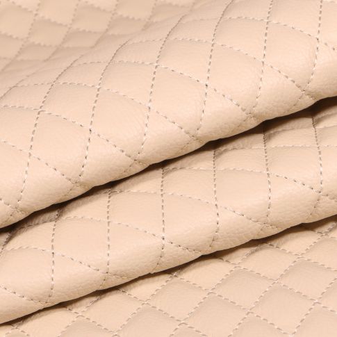 Tissu Simili cuir matelassé uni Chelsy Beige