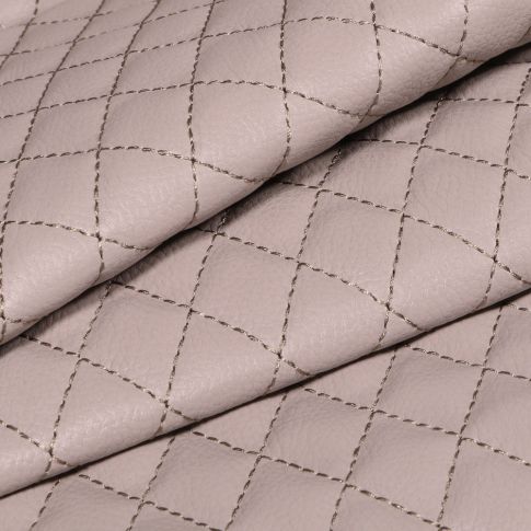 Tissu Simili cuir matelassé uni Chelsy Gris pierre