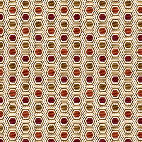 Tissu Jacquard Hexa sur fond Rouge