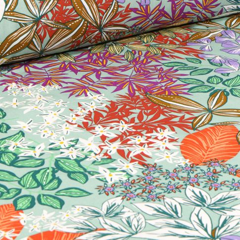 Tissu Viscose Arty Nolwenn sur fond Vert jade