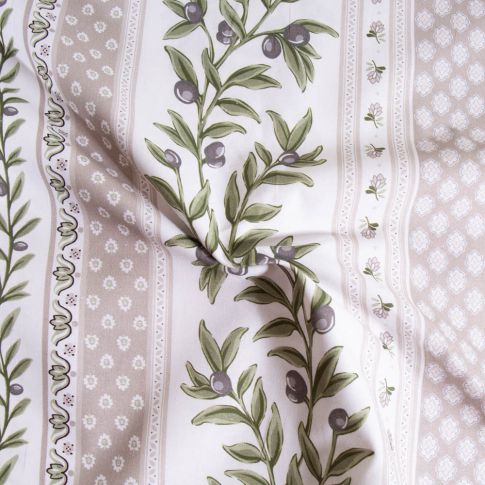 Tissu Coton imprimé glacé Provençal sur fond Naturel