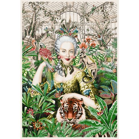 Panneau jacquard Marie-Antoinette sur fond Ecru
