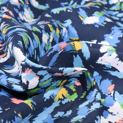 Tissu Viscose Pinceau sur fond Bleu marine