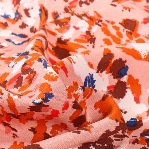Tissu Viscose Pinceau sur fond Rose
