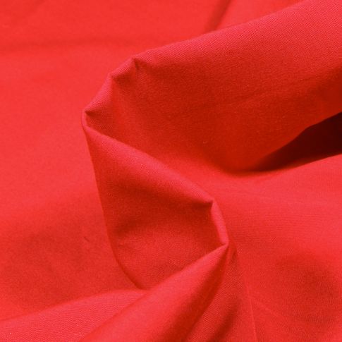 Tissu Popeline de coton mercerisé uni Elise Rouge griotte