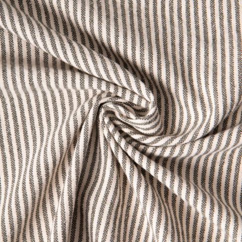 Tissu Coton d'ameublement Simone rayé Kaki sur fond Ecru
