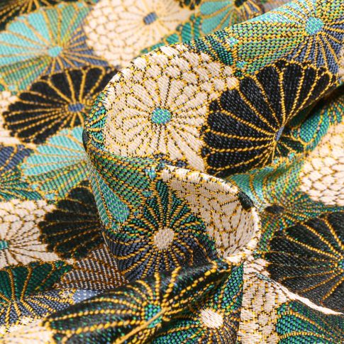 Tissu Jacquard Suzukii sur fond Vert