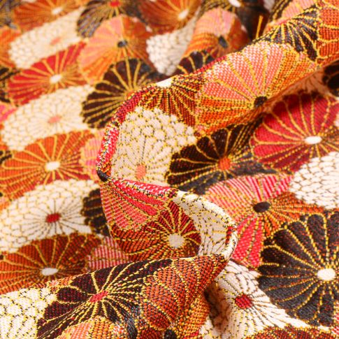 Tissu Jacquard Suzukii sur fond Rouge