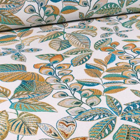 Tissu Jacquard Trésor sur fond Blanc
