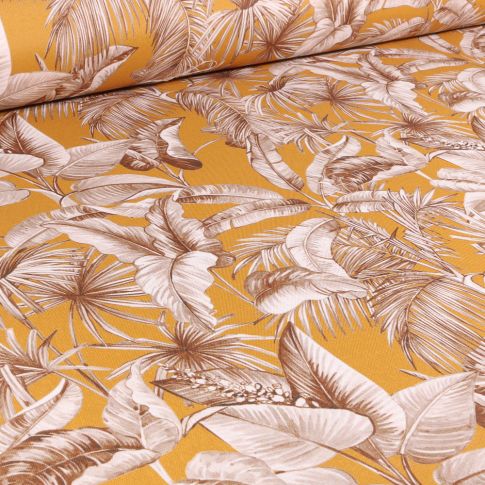 Tissu Toile extérieure imprimé Vanille sur fond Jaune