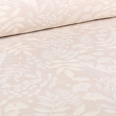 Tissu Toile Jacquard 280 cm Végétal piqué aspect lin sur fond Naturel